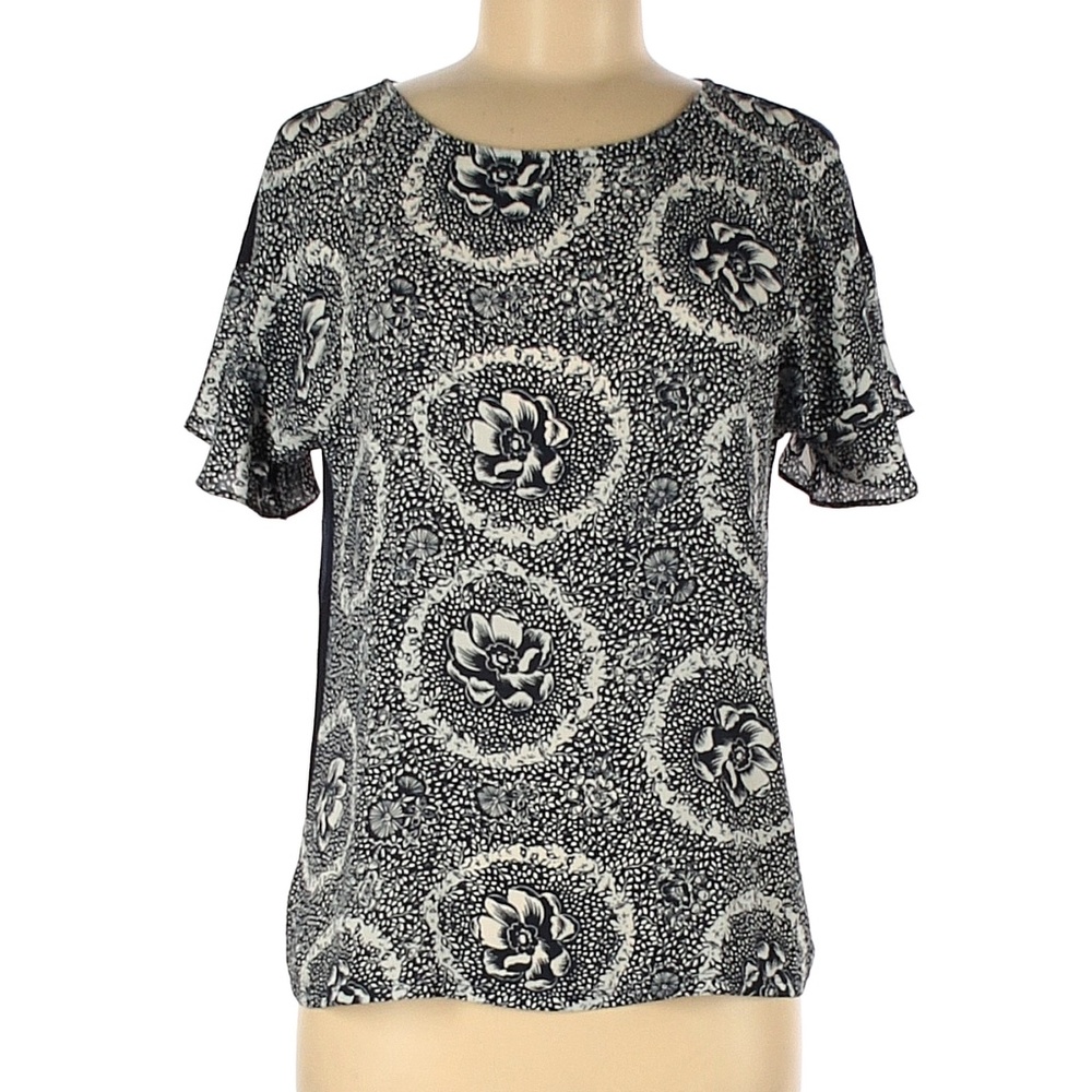 Ann Taylor LOFT Outlet Blue Short Sleeve Blouse Size M